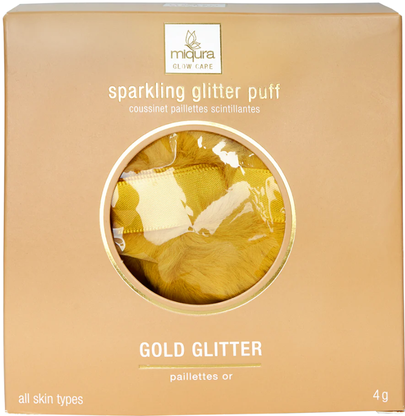 Miqura Sparkling Glitter Puff - Gold Glitter